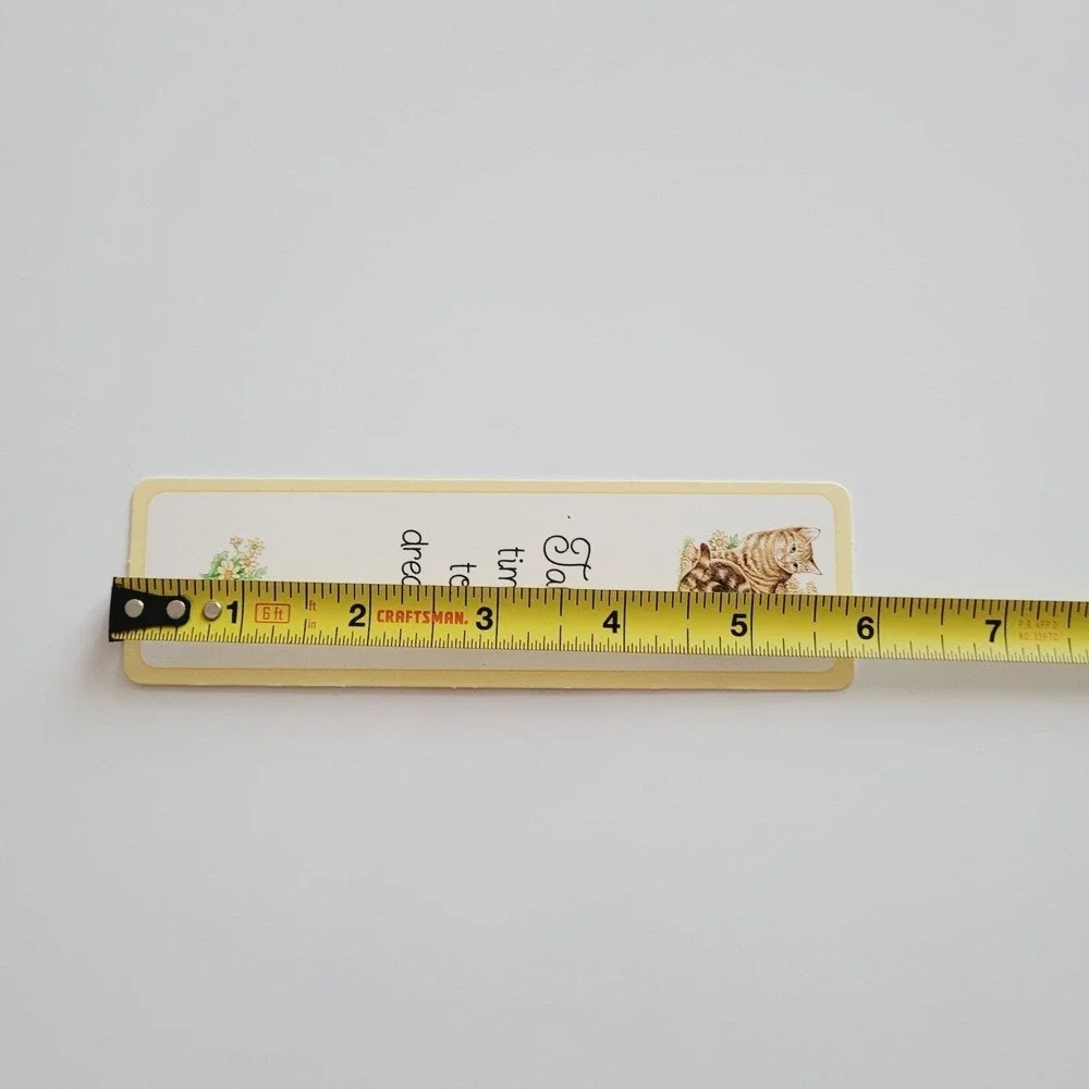 Vintage Tabby Cat paperboard Bookmark butterfly flowers Take Time Dream 80s/90s